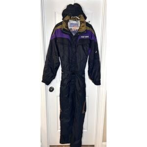 Hard Corps One Piece Snow Ski Suit Size Large Charcoal Brown Purple